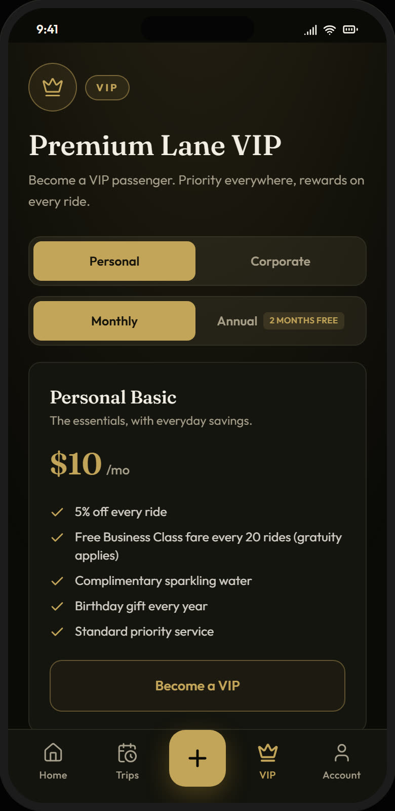 Premium Lane app — VIP membership