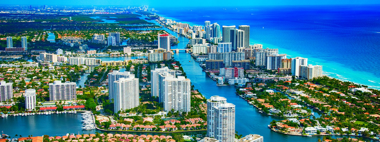 Aerial view of the Fort Lauderdale intracoastal and coastline
