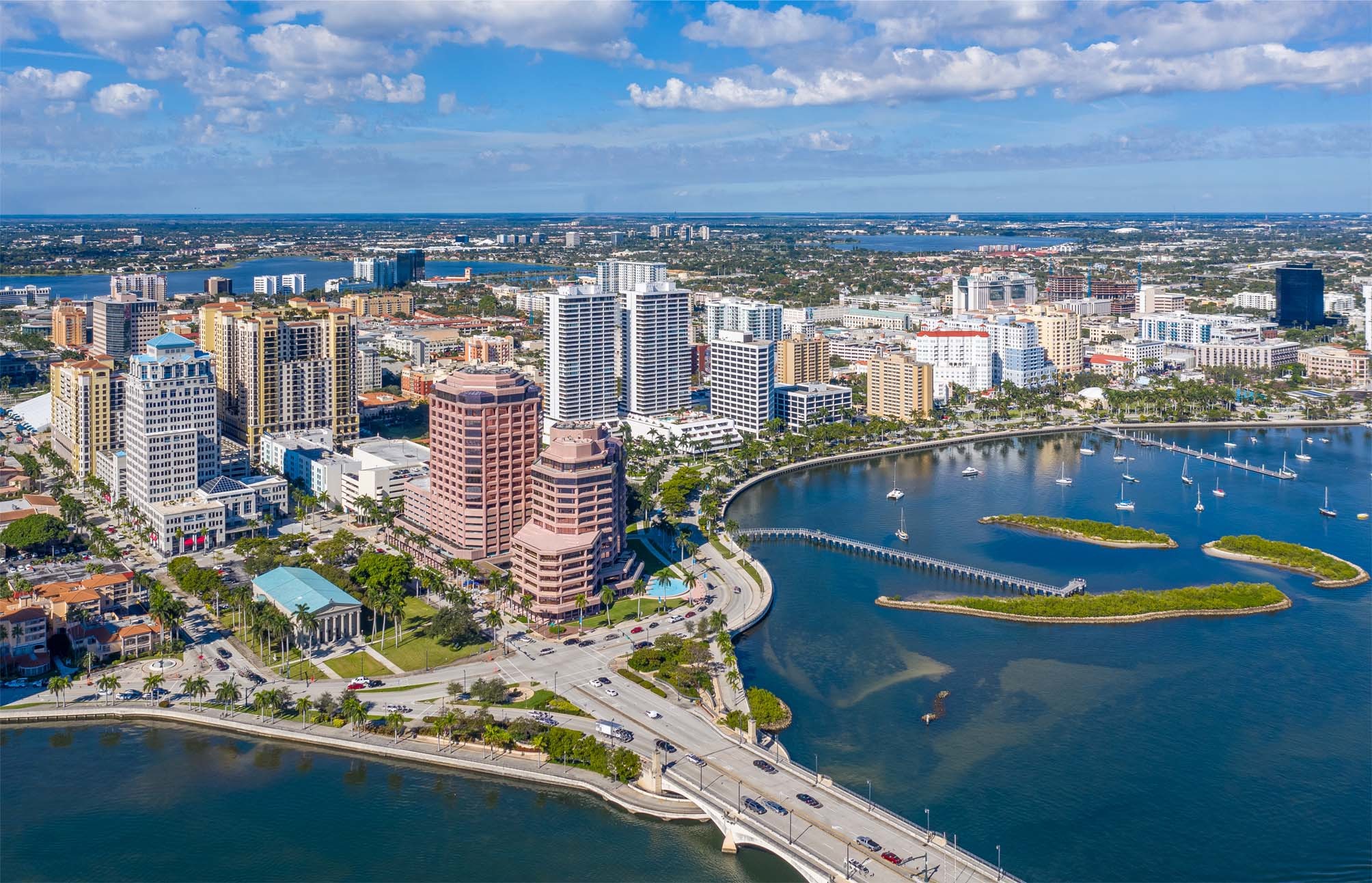 Aerial view of West Palm Beach and the Lake Worth Lagoon